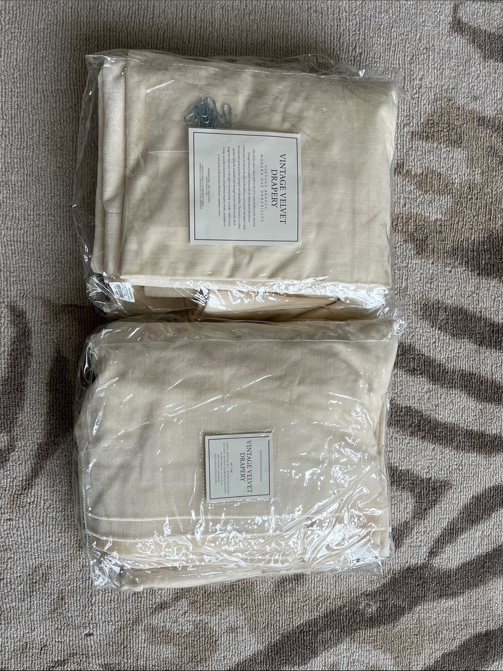 Restoration Hardware Vintage Velvet Drapery Panel Set - Ivory 50x96